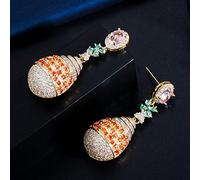 Magnifiques boucles d'oreilles pendantes rondes en forme de goutte pendantes longues feuilles de luxe pour bijoux de mariage