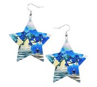Magnifiques boucles d'oreilles tendance orchidée pour femme, boucles d'oreilles pendantes célestes en forme d'étoile pour un usage polyvalent, One Size, Cuir