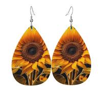 Magnifiques boucles d'oreilles tournesol 2 pour femmes, boucles d'oreilles pendantes festives, bijoux élégants pour célébrations, One Size, Cuir