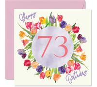 Magnifiques cartes d'anniversaire pour femme Bouquet de fleurs de tulipes aquarelle Carte de joyeux anniversaire pour sa grand-mre, nounou,
