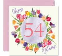 Magnifiques cartes d'anniversaire pour femme Bouquet de fleurs de tulipes aquarelle Carte de joyeux anniversaire pour sa grand-mre, nounou,