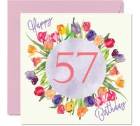 Magnifiques cartes d'anniversaire pour femme Bouquet de fleurs de tulipes aquarelle Carte de joyeux anniversaire pour sa grand-mre, nounou,