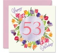 Magnifiques cartes d'anniversaire pour femme Bouquet de fleurs de tulipes aquarelle Carte de joyeux anniversaire pour sa grand-mre, nounou,