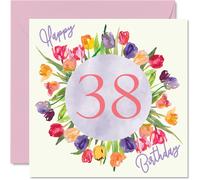 Magnifiques cartes d'anniversaire pour femme Bouquet de fleurs de tulipes aquarelle Carte de joyeux anniversaire pour sa fille, tante, sur,