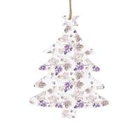 Magnifiques décorations de Noël en bois imprimées de feuilles de vigne - Décorations de sapin de Noël, anges, cloches