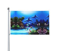 Magnifiques drapeaux décoratifs double face à motif de dauphins du monde sous-marin, avec trous de suspension, adaptés pour accrocher dans les jardins et les porches.