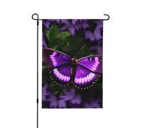 Magnifiques drapeaux décoratifs en forme de papillon violet pour l'extérieur, décoration de jardin double face pour toutes les saisons