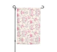 Magnifiques drapeaux vintage à fleurs roses avec motifs, drapeaux de terrasse verticaux, adaptés pour balcon, jardin et porche.