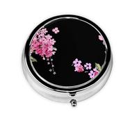 Magnifiques fleurs. Cette petite boîte à pilules ronde imprimée est un organisateur portable de pilules et de vitamines, parfait pour les poches, les sacs à main et les voyages.