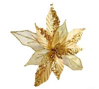 Magnifiques fleurs pailletées pour décorer les arbres pendant la saison des fêtes (doré)