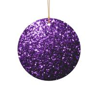 (Magnifiques paillettes violettes) en aluminium imprimé sapin de Noël 1 pièce ornements de Noël ronds pour roman 8 cm