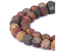 Magnifiques perles naturelles en agate, perles rondes en vrac pour fabrication de bijoux, Picasso Jasper, 6 mm