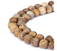 Magnifiques perles naturelles en agate, perles rondes en vrac pour fabrication de bijoux, Picture Jasper, 6 mm