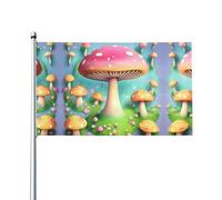 Magnifiques petits champignons imprimés drapeaux décoratifs d'extérieur de 0,9 x 1,5 m, légers et beaux, adaptés pour les terrasses en plein air et les célébrations de festivals.