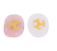 Magnifiques Pierres de Chakra Sculptées avec Symboles Gravés pour la Décoration de la Maison et Coffret Cadeau de 2 en Cristal et rosé