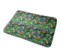 Magnifiques Poissons Koi Japonais Verts Paillasson Intérieur Absorbant Tapis De Bain Antidérapant Tapis De Douche pour Porte Baignoire Salon 40X60Cm