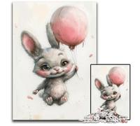 Magnifiques puzzles de lapin aquarelle 1000 pièces pour adultes Puzzles stimulants Activité éducative pour les compétences cognitives Amélioration des compétences cognitives 50x75cm/19,68x29,52 pouces