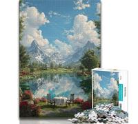 Magnifiques Puzzles de Montagnes et de Lacs pour Adultes et Adolescents, pour Tuer Le Temps en Vacances avec des pièces de Formes aléatoires entièrement emboîtables (38x26cm)