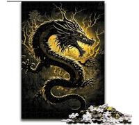 Magnifiques Puzzles Dragon d'or 1000 pièces pour Adultes, Anti-Stress, Vacances à la Maison, Passe-Temps, Amour Entre Couples (26x38cm)