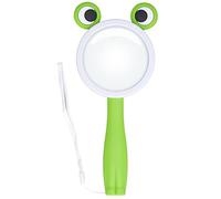 Magnifying Glass Green Cartoon Anti Fall Handheld Science Experiment Toy with Dual Lens Design for Kids Children ABS Material 5x10x Magnification 21.2x8.7cm