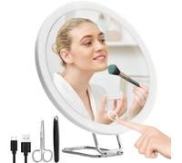 Magnifying Mirror With 30x Light, 6 Inch Large Magnifying Glass Mirror, 1500mah Rechargeable Led Mirror, Magnification Mirror For Bathroom Makeup