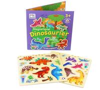 MAGNIKON Jeu de Magnets Dinosaures 32 aimants - Jouet d'éveil avec Grand Plateau de Jeu pour s'occuper en Voiture - Jeu de Voyage avec Puzzles magnétiques - Livre magnétique à partir de 3 Ans