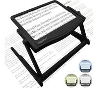 MAGNIPROS Grande loupe de page LED brevetée avec support amovible | Soin des yeux 3 modes de lumière de couleur et lentille anti-reflet pour réduire la fatigue oculaire, idéale pour la lecture