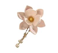 Magnolia Barrette à fleurs avec perles et chaîne de perles - Pince à cheveux réaliste - Pour femme - Pour un usage quotidien, un festival de musique