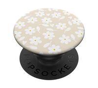 Magnolia Blanc - Marguerites Blanches en Forme de cœur PopSockets PopGrip Adhésif