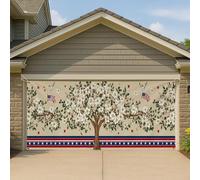 Magnolia Couverture de porte de garage patriotique, beige vintage Americana Blooming, grande bannière décorations, décoration saisonnière extérieure pour le jour de l'indépendance, 400 x 180 cm