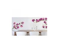 Sticker mural grand format 68 cm X 48 cm, décoration intérieure avec photo de branches de magnolia violet, décorez votre intérieur !