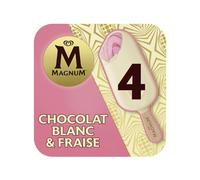 MAGNUM Bâtonnets glacés Chocolat Blanc & Fraise x4 324g