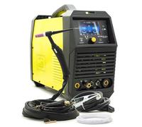 Magnum THF 238 PRO LCD v2 WIG Poste à souder à onduleur professionnel en aluminium 200 A avec allumage HF, fonction pulse, 9 formes d'onde et écran couleur, avec brûleur SR26 et E-Hand MMA