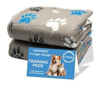 Magnus Creations® Tapis de dressage pour chiot lavable à 5 couches | Lot de 2 | Tapis d'urine très absorbant pour chiens | Séchage rapide pour voyage, voiture, maison, 80 x 90 cm | Motif patte