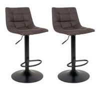 MAGNUS - Lot de 2 Tabourets Acier et Tissu Gris -