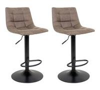 MAGNUS - Lot de 2 Tabourets Acier et Tissu Marron Clair - Altobuy Marron G
