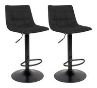 MAGNUS - Lot de 2 Tabourets Acier et Tissu Noir - Altobuy Noir G