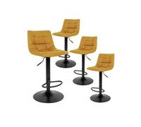 MAGNUS - Lot de 4 Tabourets Acier et Tissu Jaune Moutarde -
