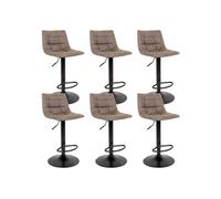 MAGNUS - Lot de 6 Tabourets Acier et Tissu Marron Clair -