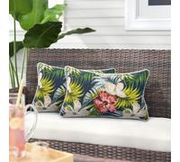 Magpie Fabrics Lot de 2 coussins lombaires rectangulaires imperméables pour extérieur avec insert - 30,5 x 50,8 cm - Décoration d'intérieur pour terrasse, jardin, voiture, bureau (minuit floral)