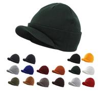 Magracy Bonnet unisexe avec visière chaude et chapeau d'hiver avec chapeau d'hiver de pointe, Vert bouteille, Taille Unique