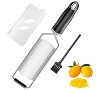 Magrimaxio rape a fromage, zesteur en Acier Inoxydable, rape parmesan, râpe à agrumes, rapeuse cuisine, Nettoyable au Lave-Vaisselle, avec Housse de Protection, Brosse, pour gingembre, chocolat