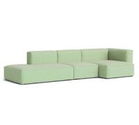 Mags Soft Canapé 3-places Combination 4 avec accoudoir à droite Hay Tissu Tartaglia vert/blanc avec couture beige - 5710441375142