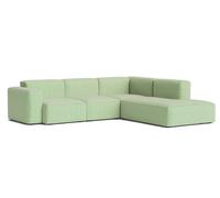 Mags Soft Sofa Corner Combination 2 low Accoudoir droit Hay Tissu Tartaglia vert/blanc avec point beige - 5710441376422