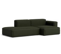 Mags Soft Sofa Low 2,5-places Combination 3 avec accoudoir à droite Hay Tissu Maglia vert foncé avec couture beige - 5710441373438
