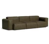 Mags Soft Sofa Low armrest 3-places Combination 1 Hay Cuir Sense Forest avec couture beige - 5710441434757