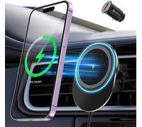 Magsafe 15w Wireless Car Charger Charger Magnetic Cell Phone Holder For Iphone 15/14/13/12,Air Vent/Dashboard Magnetic Auto Charger Kit With Cigarette Lighter