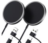 Magsafe Charger 2 Pieces,Induction Charger For Iphone 17,15w Magnetic Charger For Magsafe Iphone 17 Air/Pro/Max/16/15/14/13/12 Series/Airpods Pro-Black
