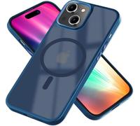 MagSafe coque hybride pour iPhone 15 Plus Frosted Hard Case protection bord téléphone portable bleu foncé