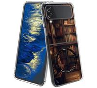 MagSafe Coque transparente pour Samsung Z Flip 3 5G 6,7" avec bibliothèque et motif livre Coque de protection antichoc pour Samsung Galaxy Z Flip 3 2021